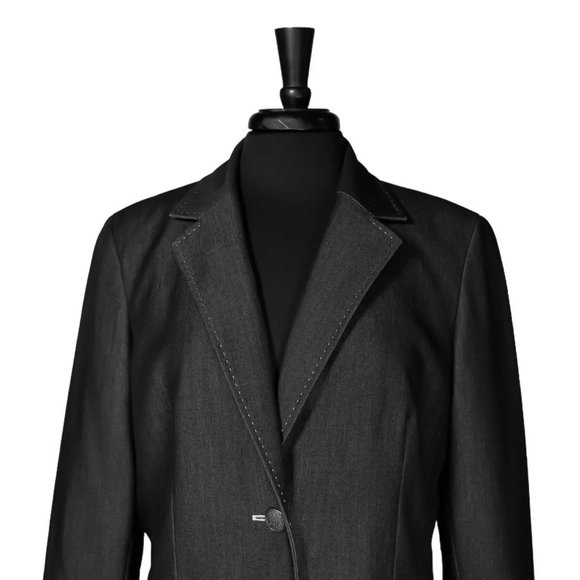 Kasper Women's Blazer Gray Two Button Stretch Lined Career Work Suit Jacket 12 - Picture 5 of 9